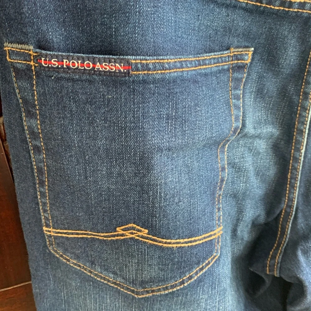 US Polo Assn USPA Men’s Jeans Straight Leg 36W 32L cotton stretch NWOT gold pony